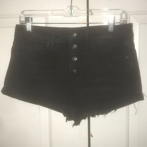 Black denim shorts